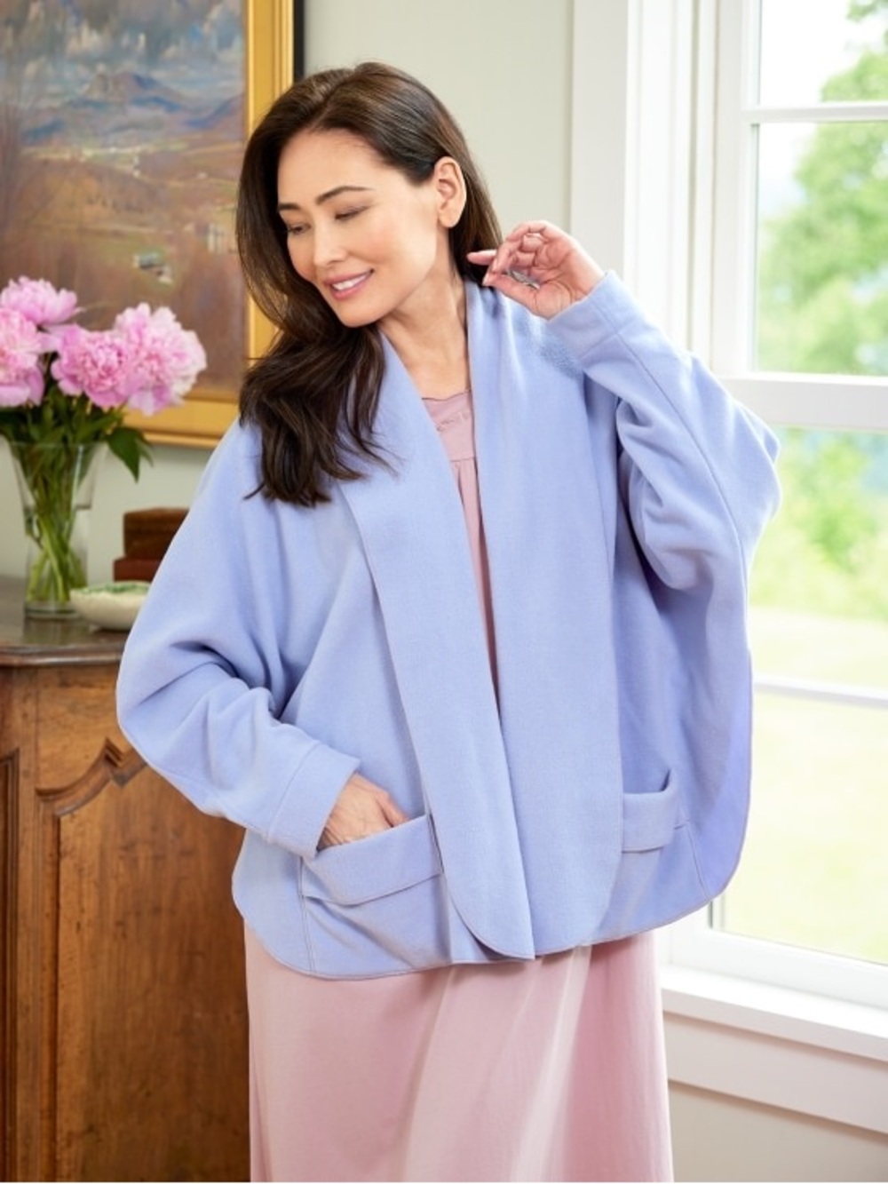 Periwinkle Fleece Snuggler Wrap Vermont Country Store